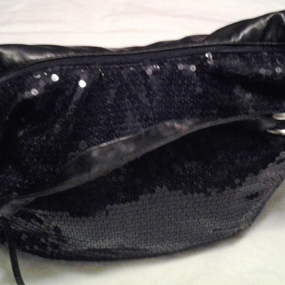 Black sequin-studded evening purse